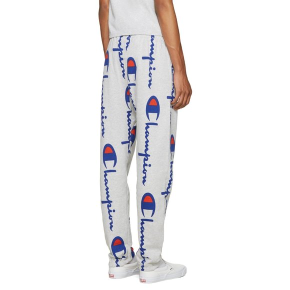 NWT *RARE* CHAMPION REVERSE WEAVE GREY ALL OVER LOGO SWEATPANTS - Picture 4 of 5